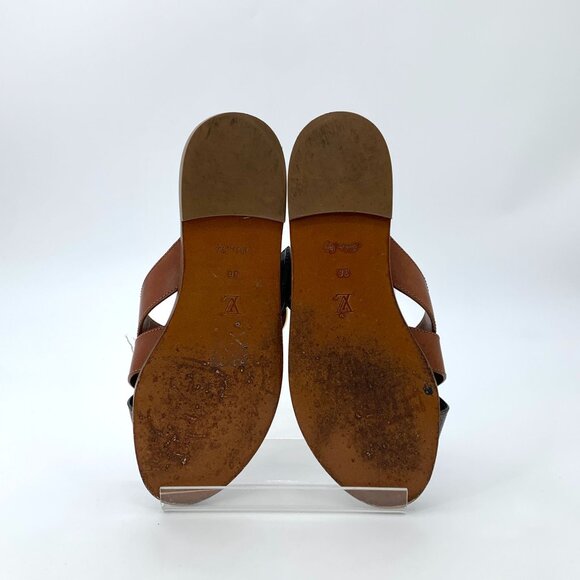 Louis Vuitton Womens Brown Monogram Slide Sandals With Gold LV Logo Size 36 - Picture 6 of 9